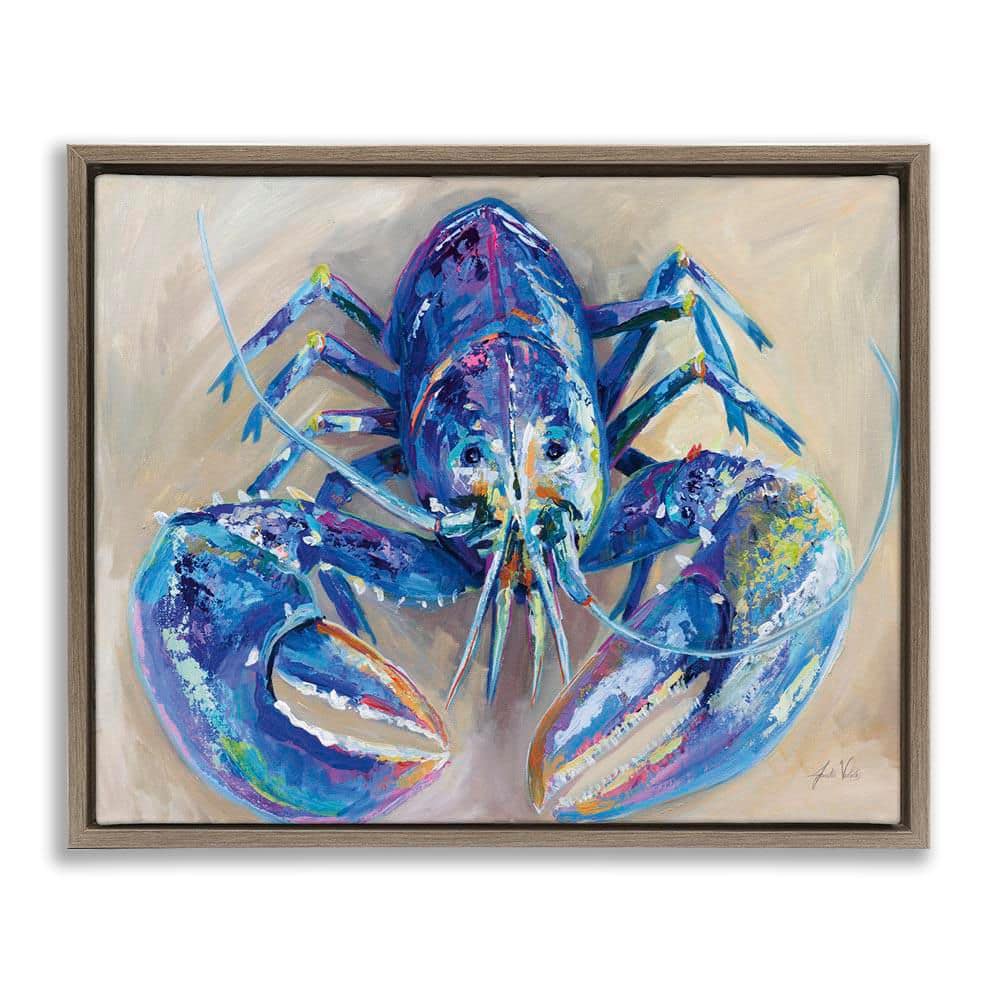 Blue Lobster Impression by Jeanette Vertentes Brown Floater Frame Animal Graphic Art Print 17 in. x 21 in. price history on PriceWatchPro