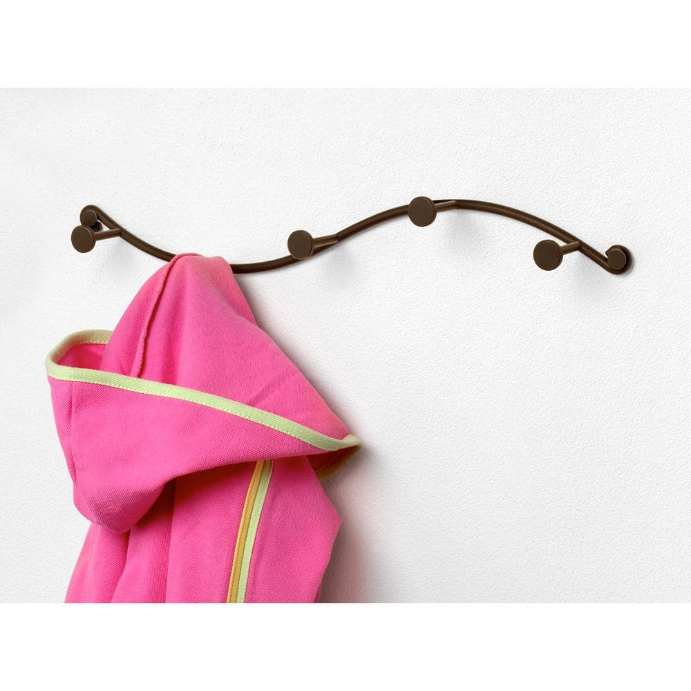 Bronze Wall Mount 5-Hook Rack with Curved Design