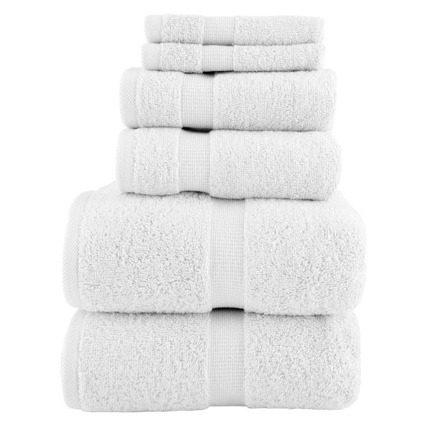 6-Piece Cotton Bath Towel Set, White