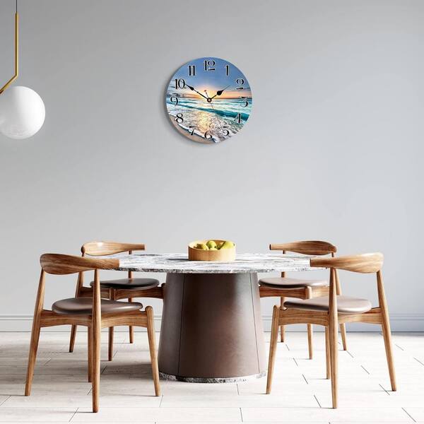 今だけ特価 PHONIC aSK10 美品 Afoxsos 14 in. Ocean Wave Wooden Silent Non-Ticking Quartz
