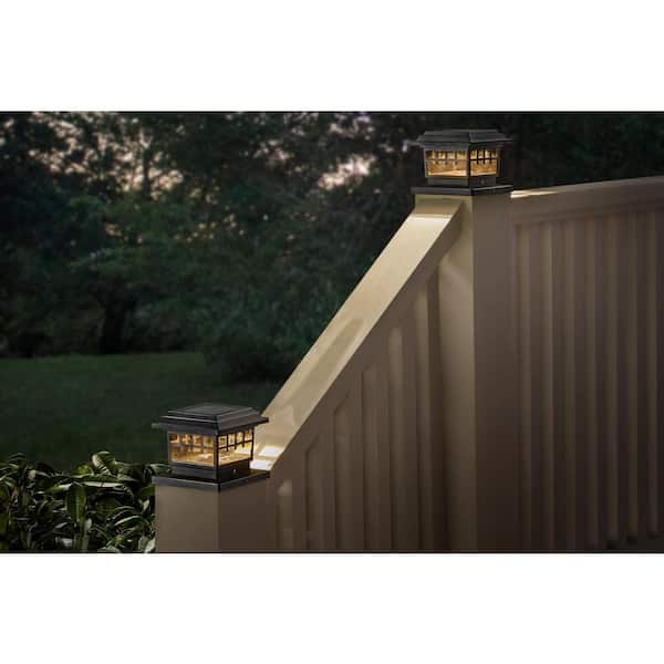 3.5 in. x 3.5 in. Black Outdoor Solar Post Cap with a 5.5 in. x 5.5 in. Adaptor (2-Pack)