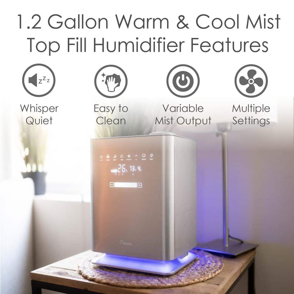 Crane 1.3 Gallon Warm and Cool Mist Humidifier with Remote
