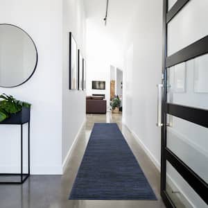 Essentials 2 ft. x 14 ft. Midnight Blue Solid Contemporary Kitchen Runner Indoor/Outdoor Area Rug
