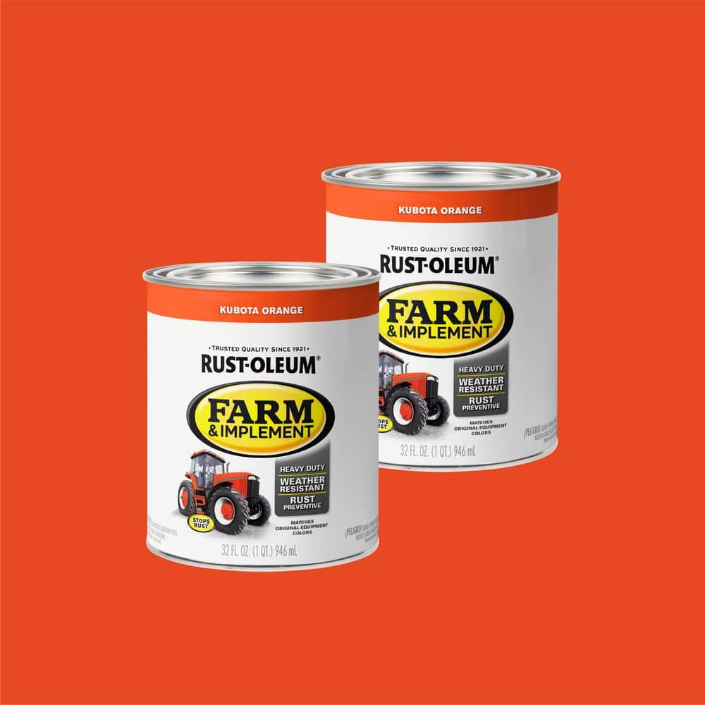コパークラフト ペンキ屋 Rust-Oleum 1 qt. Farm Equipment Kubota Orange Enamel Paint (2-Pack