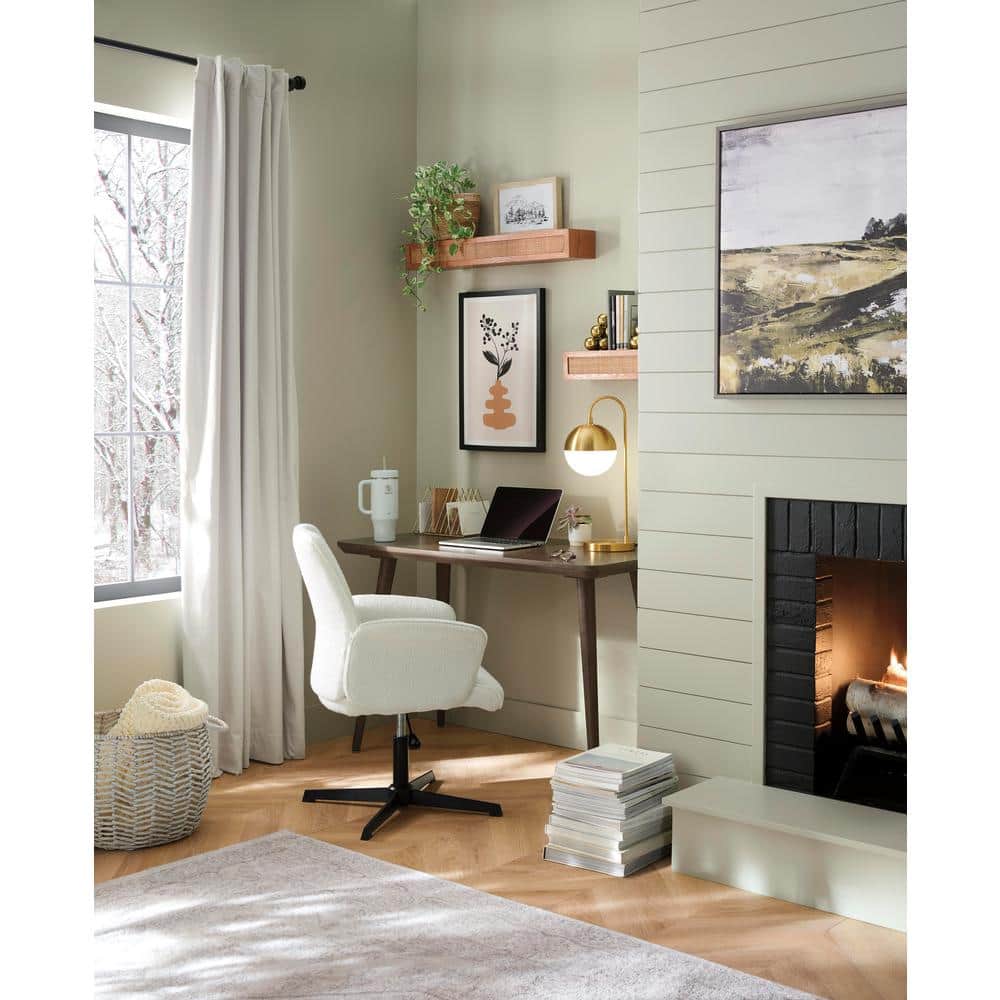 Natural Wood Floating Wall Shelves with Rattan Caning Detail