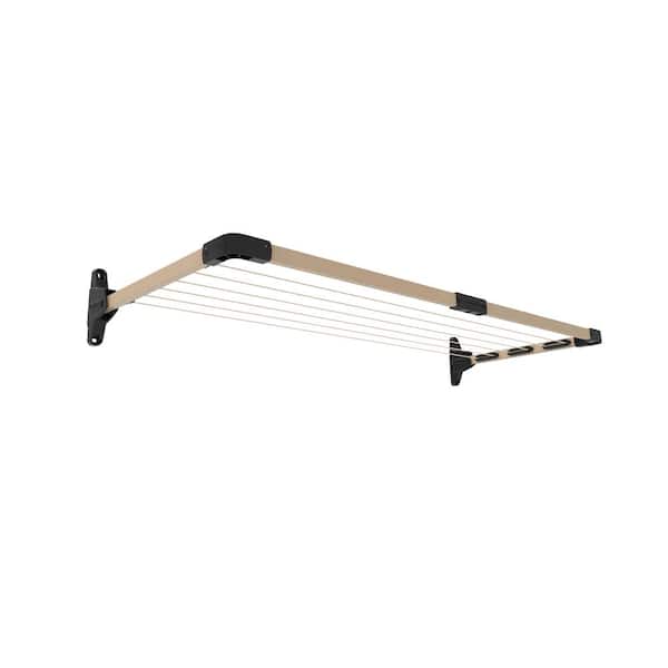 Mk2 Mini Bark Finish (Beige) 8x60x22 Metal Wall Mounted Drying Rack-29.5 Feet Drying Space, with Accessories