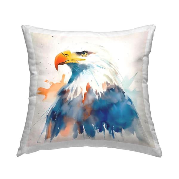 Stupell Industries Bald Eagle Modern Splash Off-White Print Polyester 18 in. x 18 in. Throw Pillow