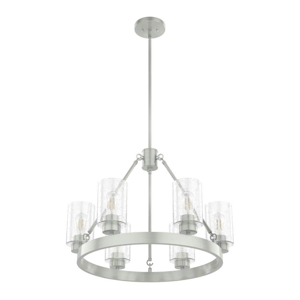 Hartland Brushed Nickel 6-Light Wagon Wheel Chandelier