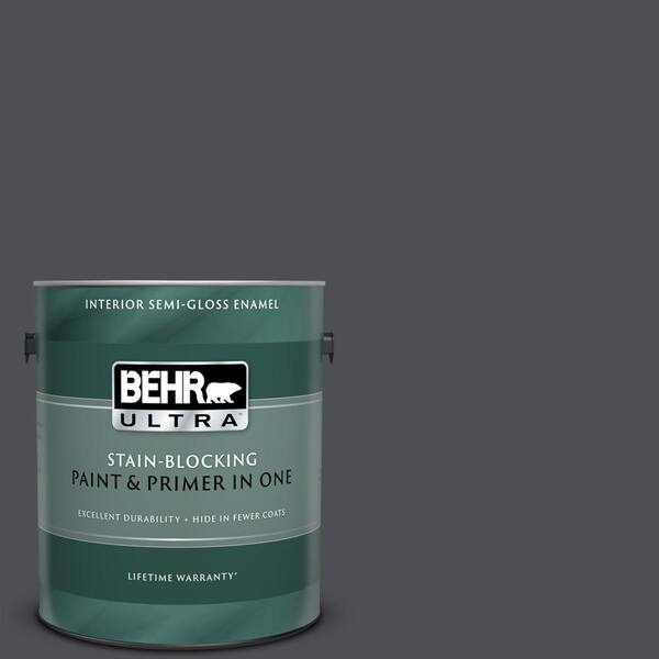 BEHR ULTRA 1 gal. #UL260-1 Cracked Pepper Semi-Gloss Enamel Interior Paint and Primer in One