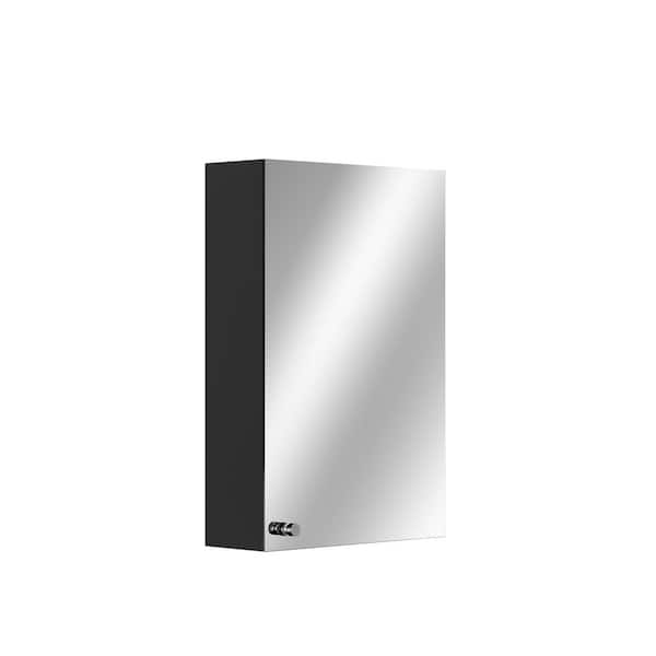 Modern 16 in. W x 24 in. H Black Frameless Rectangular Iron Medicine Cabinet with Mirror