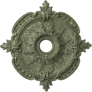 1-5/8" x 28-3/8" x 28-3/8" Polyurethane Benson Classic Ceiling Medallion, Athenian Green Crackle