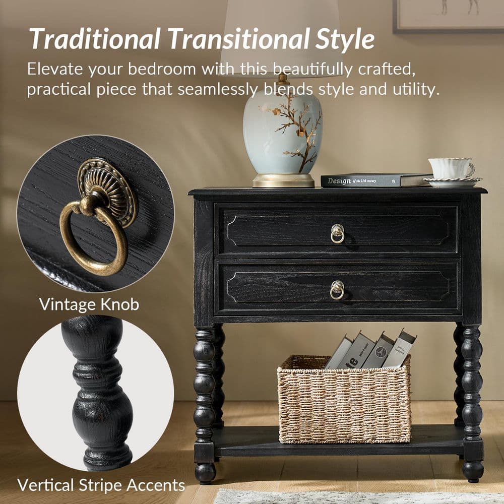 June 30 in. Blue Square Wood End Table with Built-in Charging Outlets - thumbnail 6
