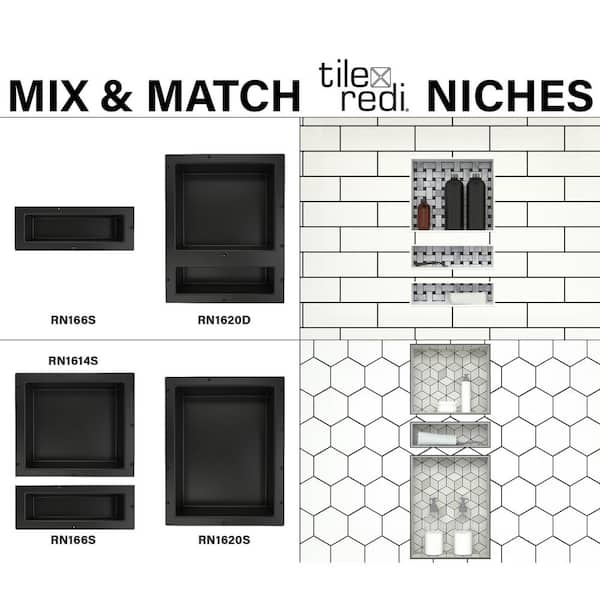 Tile Redi Redi Niche 32 in. W x 20 in. H x 4 in. D Shampoo - Soap Triple  Niche Set RNTH1620D-20S - The Home Depot