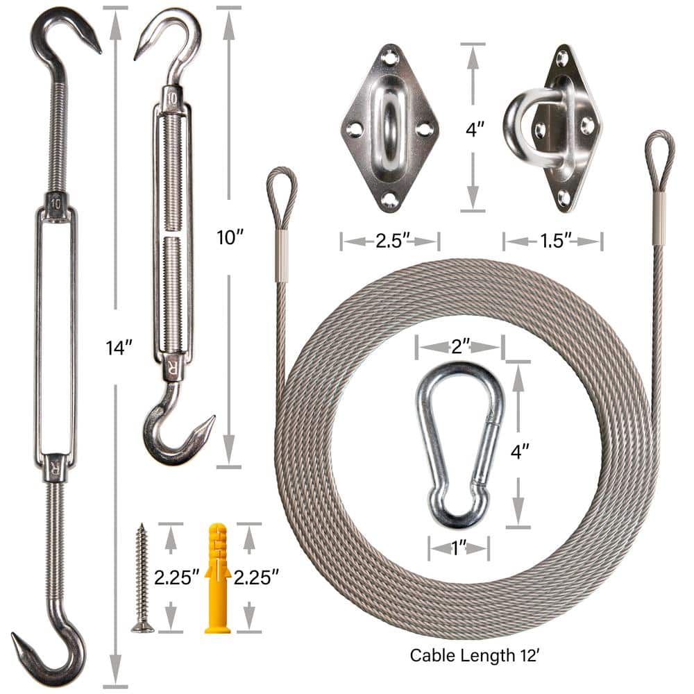 Stainless Steel Shade Sail Installation Hardware Kit