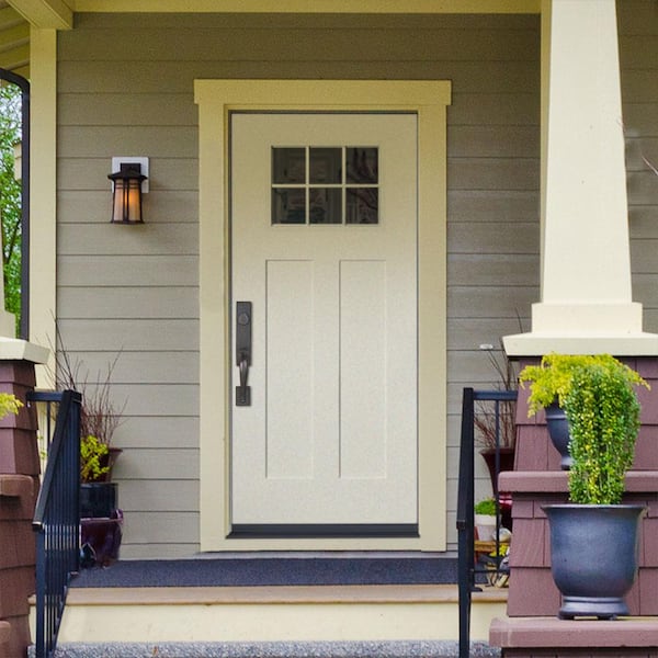 Craftsman 32 in. x 80 in. Right-Hand 1/4 Lite Clear Glass Primed White Smooth Fiberglass Prehung Front Door Craftsman 32 in. x 80 in. Right-Hand 1/4 Lite Clear Glass Primed White Smooth Fiberglass Prehung Front Door