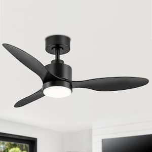 Sawyer 42 in. Indoor Black Ceiling Fan with Integrated LED Light and Remote Control Included