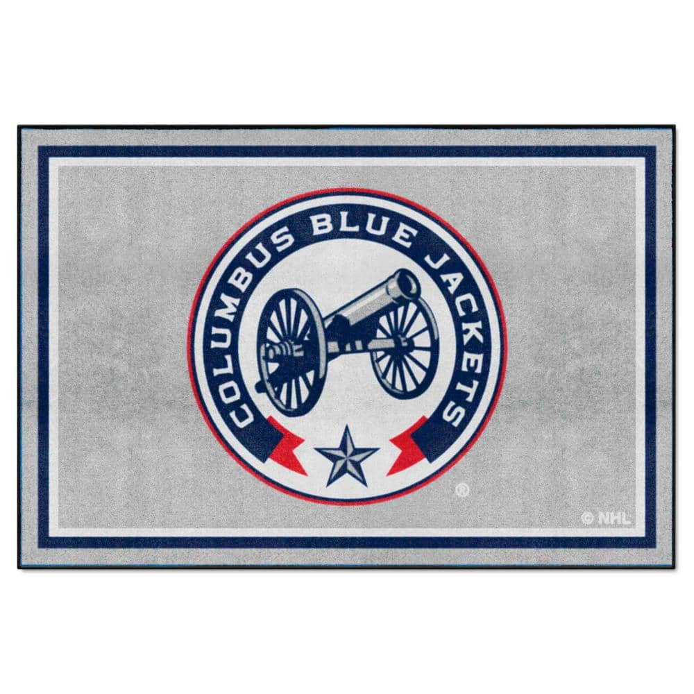 FANMATS Columbus Blue Jackets 5ft. X 8 Ft. Gray Plush Area Rug. 38555 ...