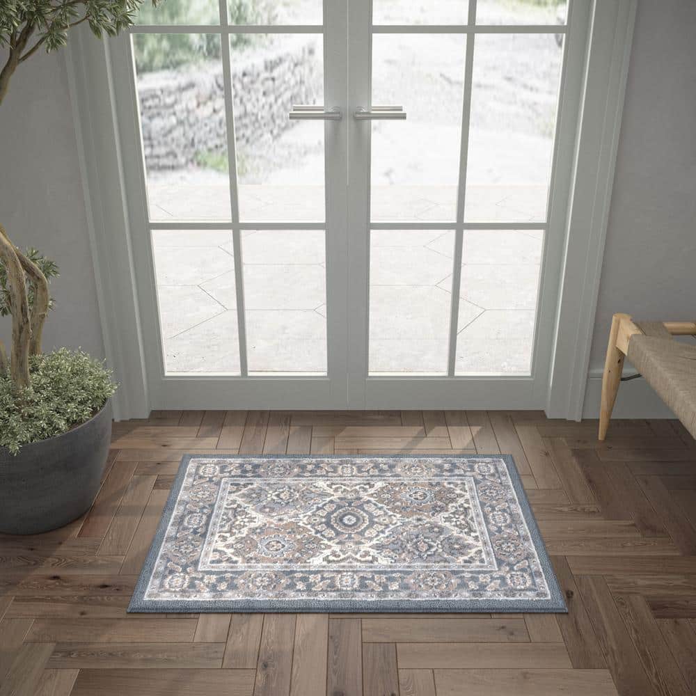 Madison 2' x 3' Gray Synthetic Oriental Rectangular Rug