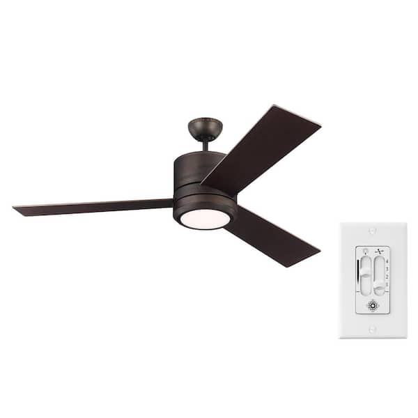 Vision Max 56 in. Integrated LED Indoor/Outdoor Roman Bronze Ceiling Fan with Bronze Blades and Wall Switch Control