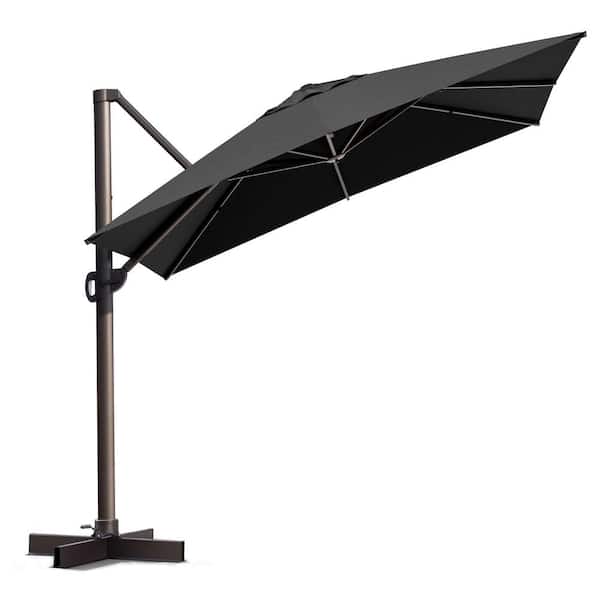 Crestlive Products 10 ft. Square Offset Umbrella Outdoor Cantilever Umbrella in Black