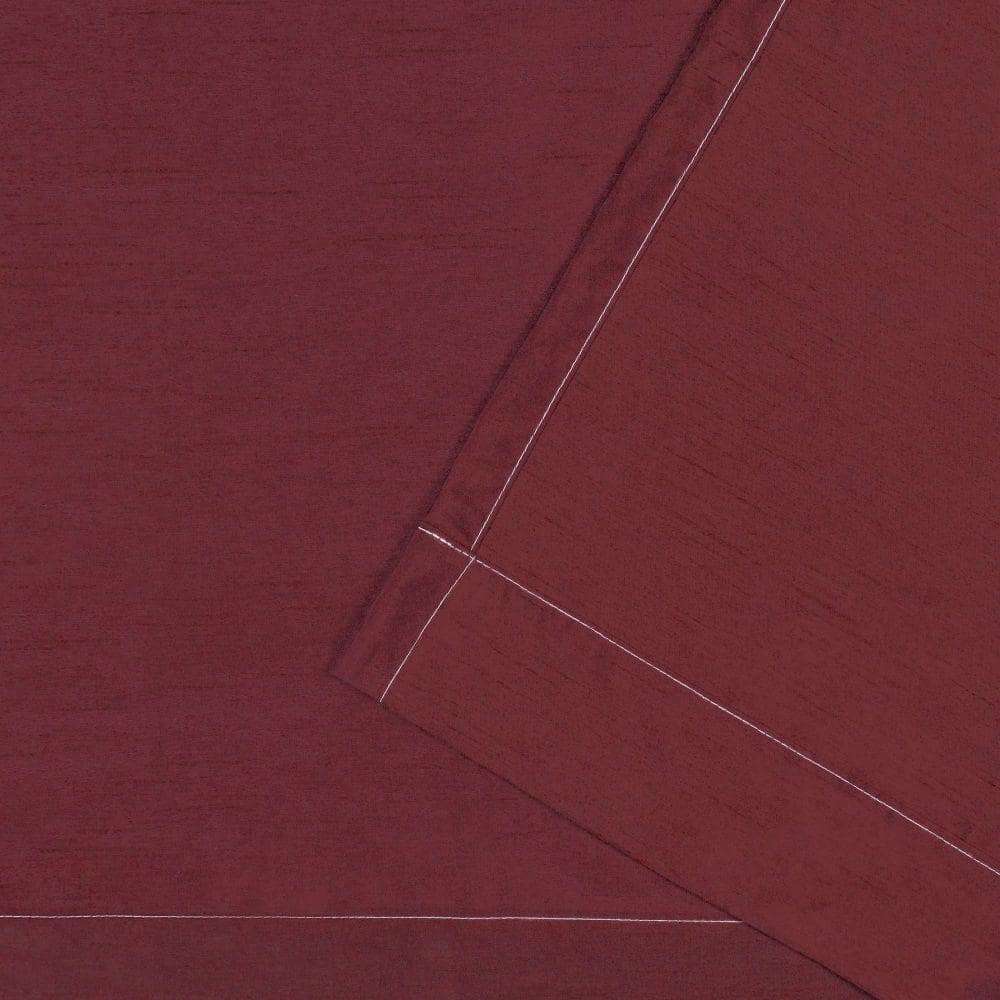 Set of 2 84"x54" Chateau Striped Faux Silk Grommet Top Curtain Panel Burgundy/Taupe - Exclusive Home: Modern Window Drapes