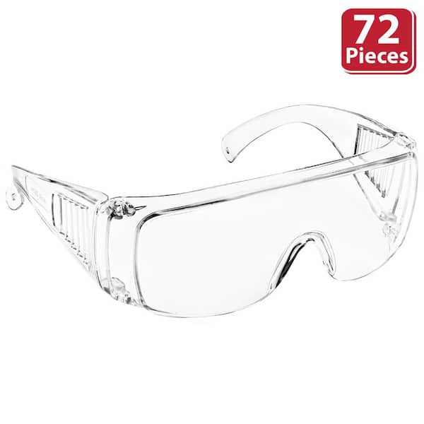 BISON LIFE Clear Diamont Vented Over Clear Safety Glasses, Anti-Scratch (72-Pairs)