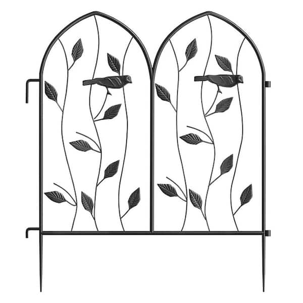 Oyezvary Vintage Decorative 24 in. Metal Garden Fence 6 Pack 10Ft Long Iron Picket Panels for Landscape Pathway Edging Black