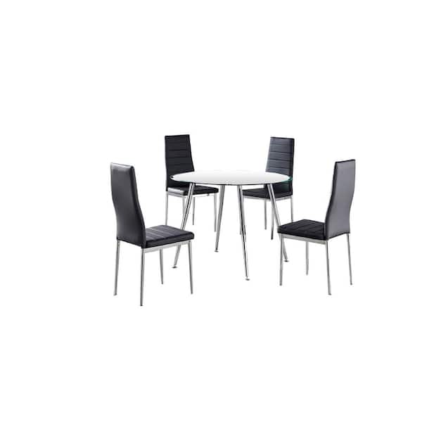 Best Master Furniture Parvati 5-Piece Gray Round Dinette Set