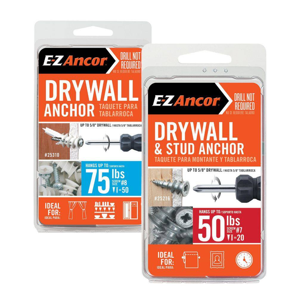 EZ Ancor TwistNLock 75 lbs. & Stud Solver 7 x 11/4 in. Drywall