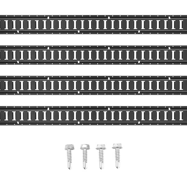 E Track Tie Down Rail Kit 5 ft. Steel Rails Heavy Duty E track Rails with Screws Loads Up to 2000 lbs. (4-Pack)