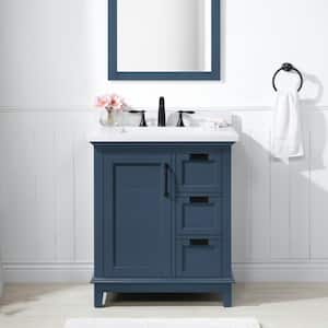 Pembroke 30 in. W x 22 in. D x 35 in. H Single Sink Bath Vanity in Grayish Blue with White Engineered Stone Top