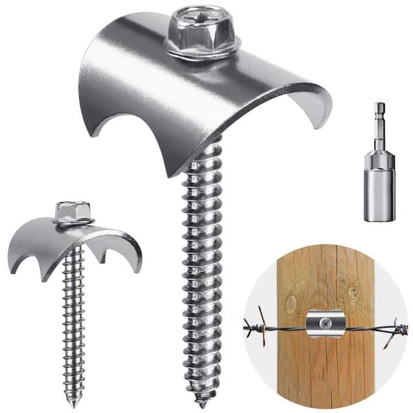 304 Stainless Steel Slivery Fence Staples for Wire Mesh and Woven Fencing and Farm, Reusable Fence Fasteners (100-Pack)