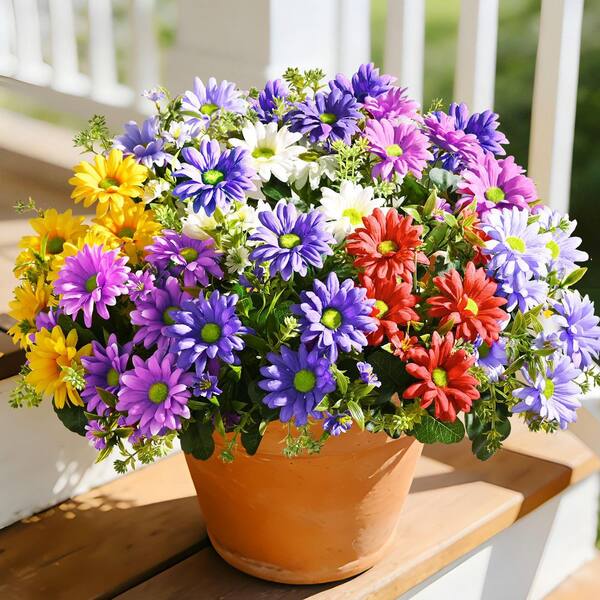 6 Bundles 13 in. Multi-Colored Indoor/Outdoor Artificial Daisy