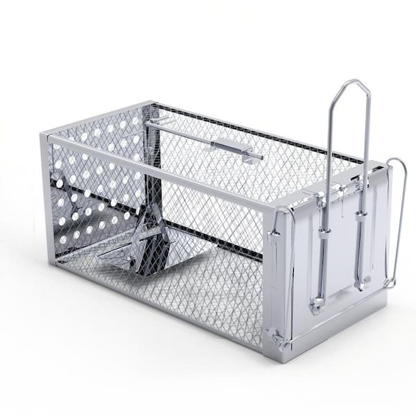 High Sensitivity Rat Trap Cage-Stainless Steel Construction, Humane and Safe-Auto-Locking Door, Indoor/Outdoor