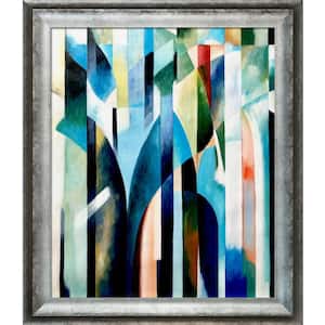 Blue Curve Reproduction by Clive Watts Athenian Distressed Silver Framed Abstract Oil Painting Art Print 25 in. x 29 in.