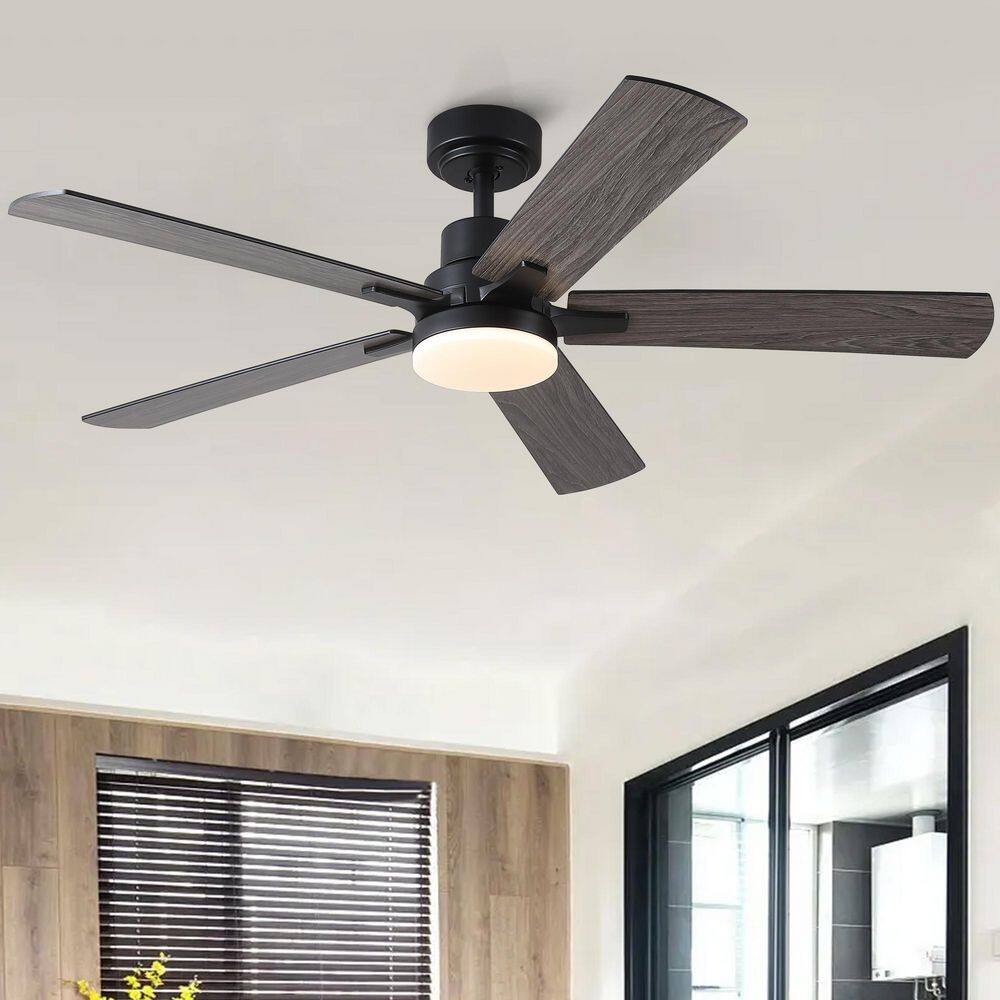 Hushine 52 in.Indoor Black Downrod Integrated LED Standard Ceiling Fan with Light, Remote Included and Reversible Blades price history on PriceWatchPro