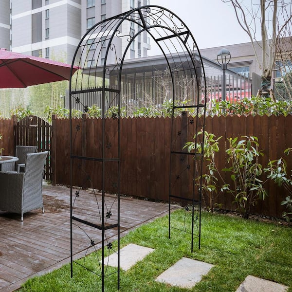 98.4 in. H, Metal Arch, Garden Gazebo Trellis, Climbing Plant Support, Outdoor Garden, Wedding, Party Events, Black