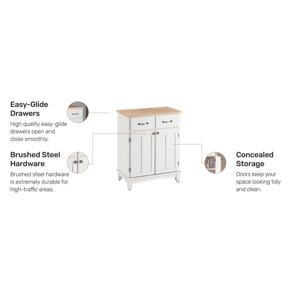 Elegant Homestyles White Hardwood Buffet with Sleek Wood Top
