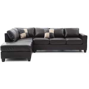 Revere 111 in. W 2-Piece Faux Leather L Shape Sectional Sofa in Cappuccino