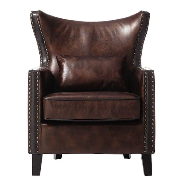 Home Decorators Collection Meloni Brown Bonded Leather Arm Chair