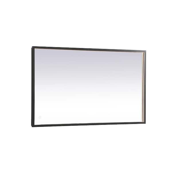 Unbranded Timeless Home 24 in. W x 40 in. H Modern Rectangular Aluminum Framed LED Bathroom Vanity Mirror in Black