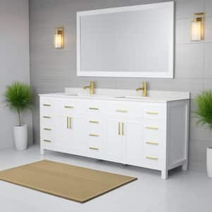 Beckett 84 in. W x 22 in. D x 35 in. H Double Sink Bath Vanity in White with White Cultured Marble Top