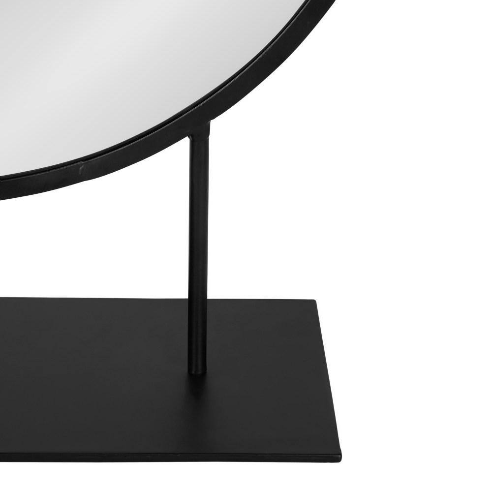 Rouen Modern Glam 18" Round Black Metal Frame Vanity Mirror
