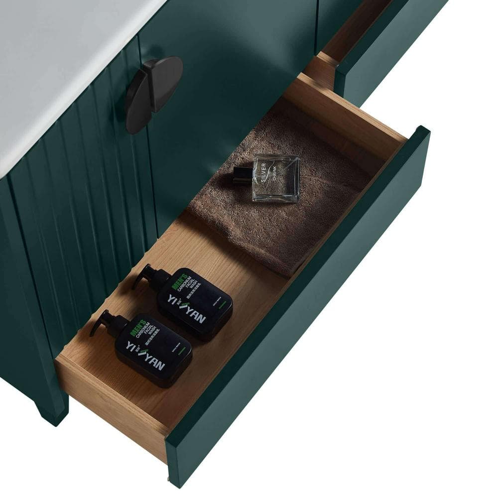 Venezian 48'' Green Single Bathroom Vanity with Black Handles