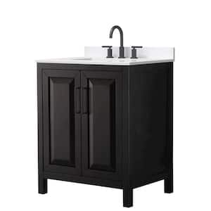 Daria 30 in. W x 22 in. D x 35.75 in. H Single Sink Bath Vanity in Dark Espresso with White Matte Black Trim Quartz Top