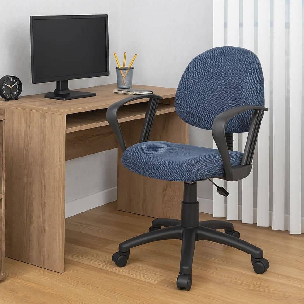 Jea Fabric Rolling Office Task Chair in Blue and Black Arms