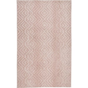 Pink and Ivory 2 ft. x 3 ft. Geometric Area Rug