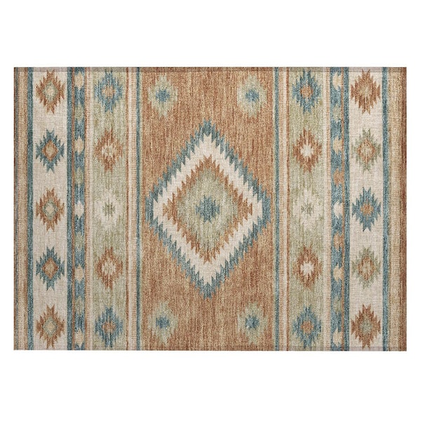 Chantille Machine Washable Indoor/Outdoor Abstract ACN3127 Terracotta 2 ft. x 3 ft. Accent Rug