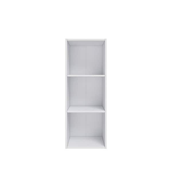 Furinno Pasir 28.15 in. White 3-Shelf Etagere Bookcase with
