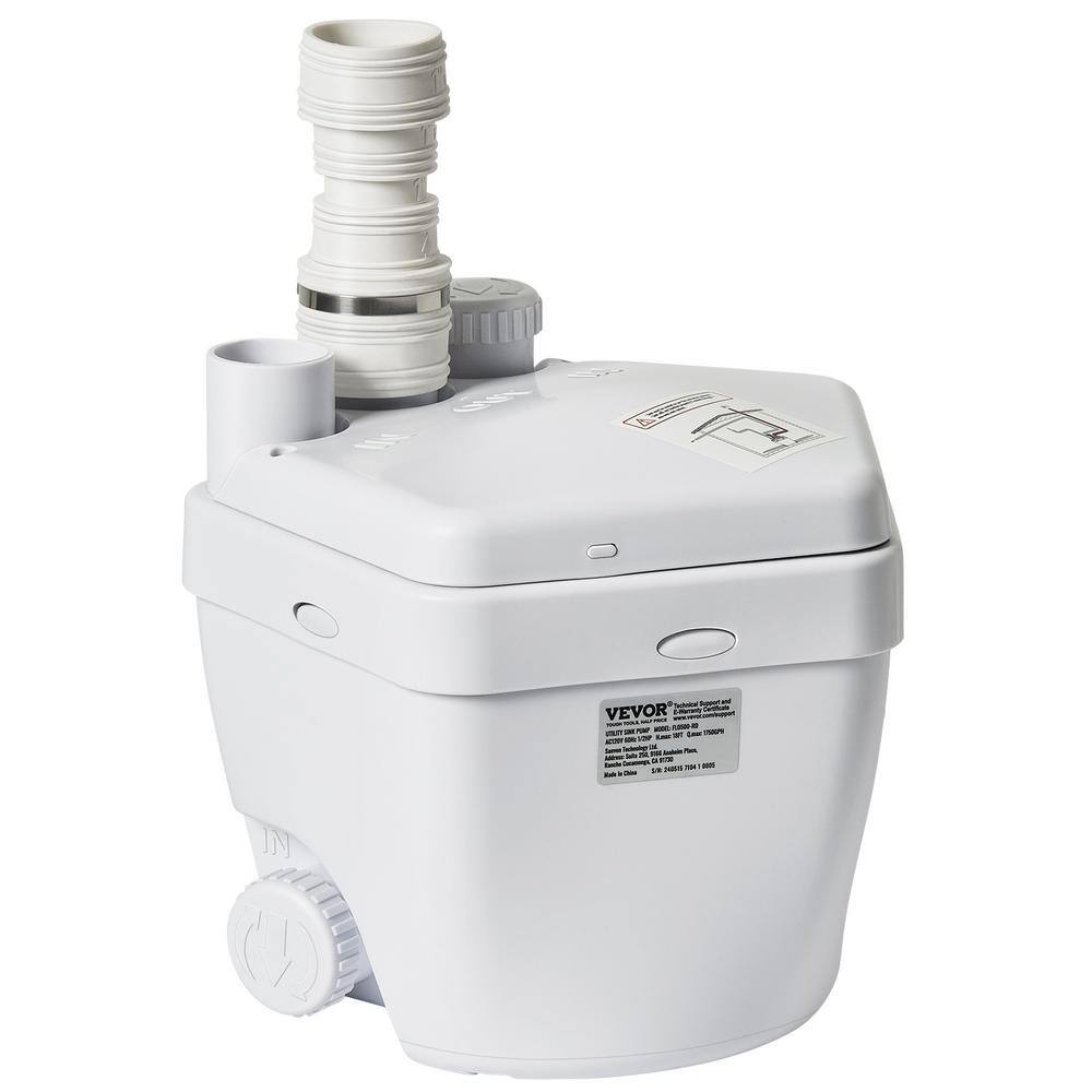 VEVOR Utility Sink Pump, 1/3 HP, 120-Volt, 1750 GPH Flow, 18 ft. Head ...